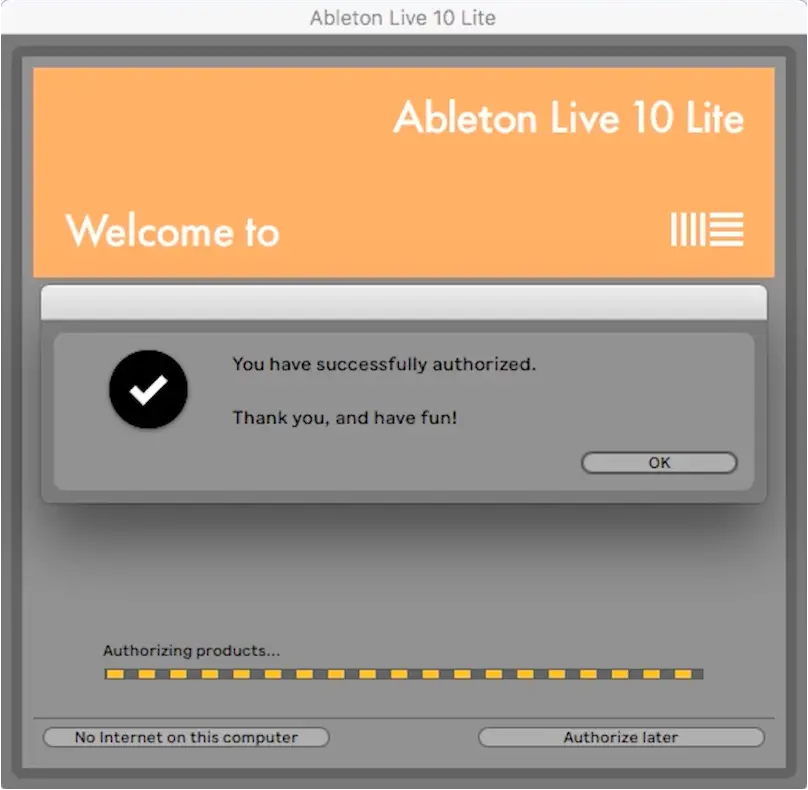 how to authorize ableton live lite