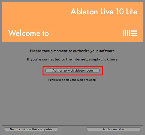 how to authorize ableton live lite