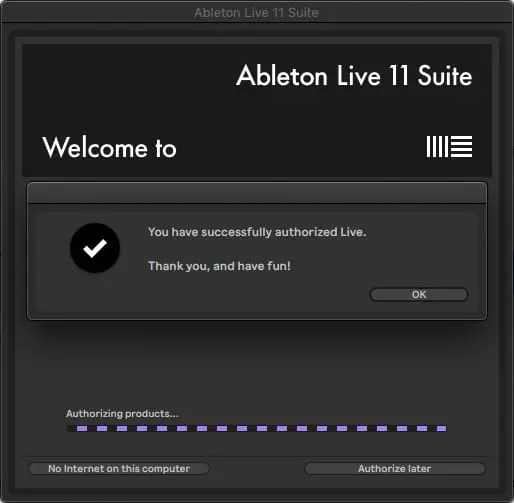 Authorize Ableton Live
