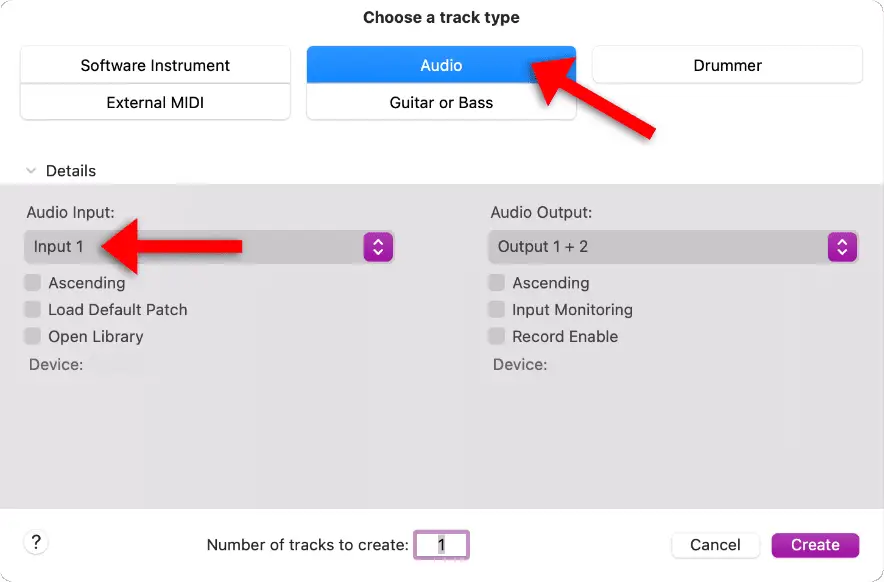 Create Audio Track