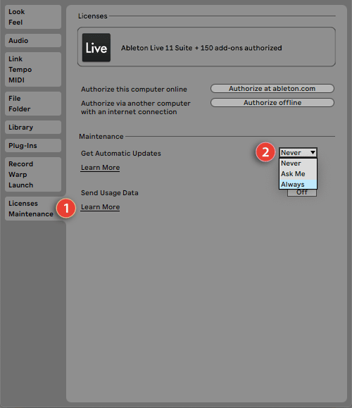 Ableton Live Automatic Updates