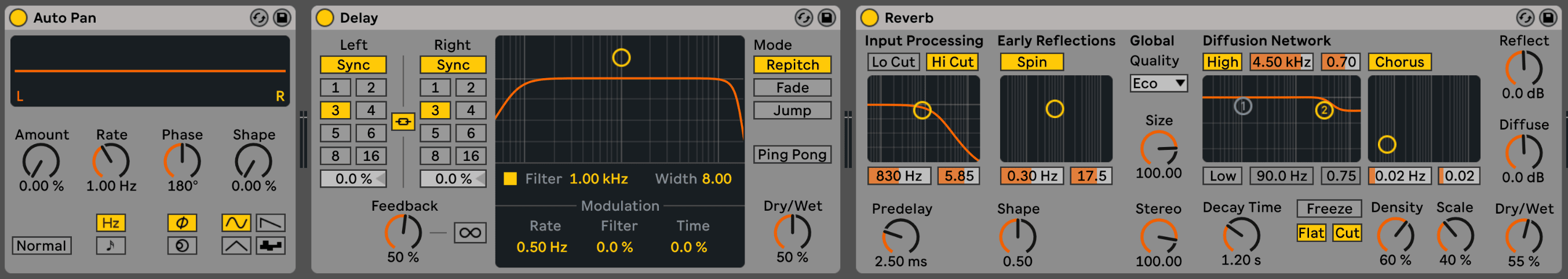 Auto Pan, Delay, Reverb