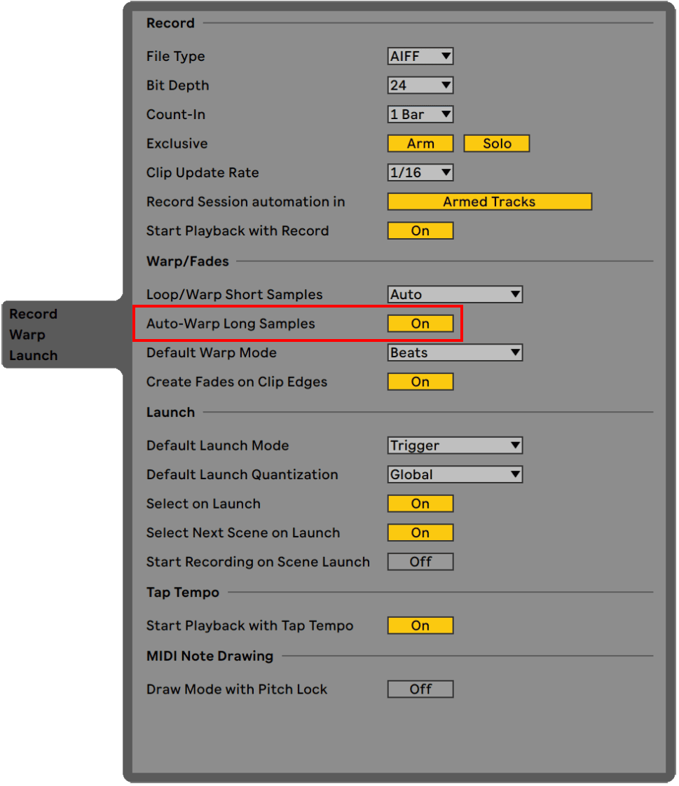 Auto-Warp Long Samples